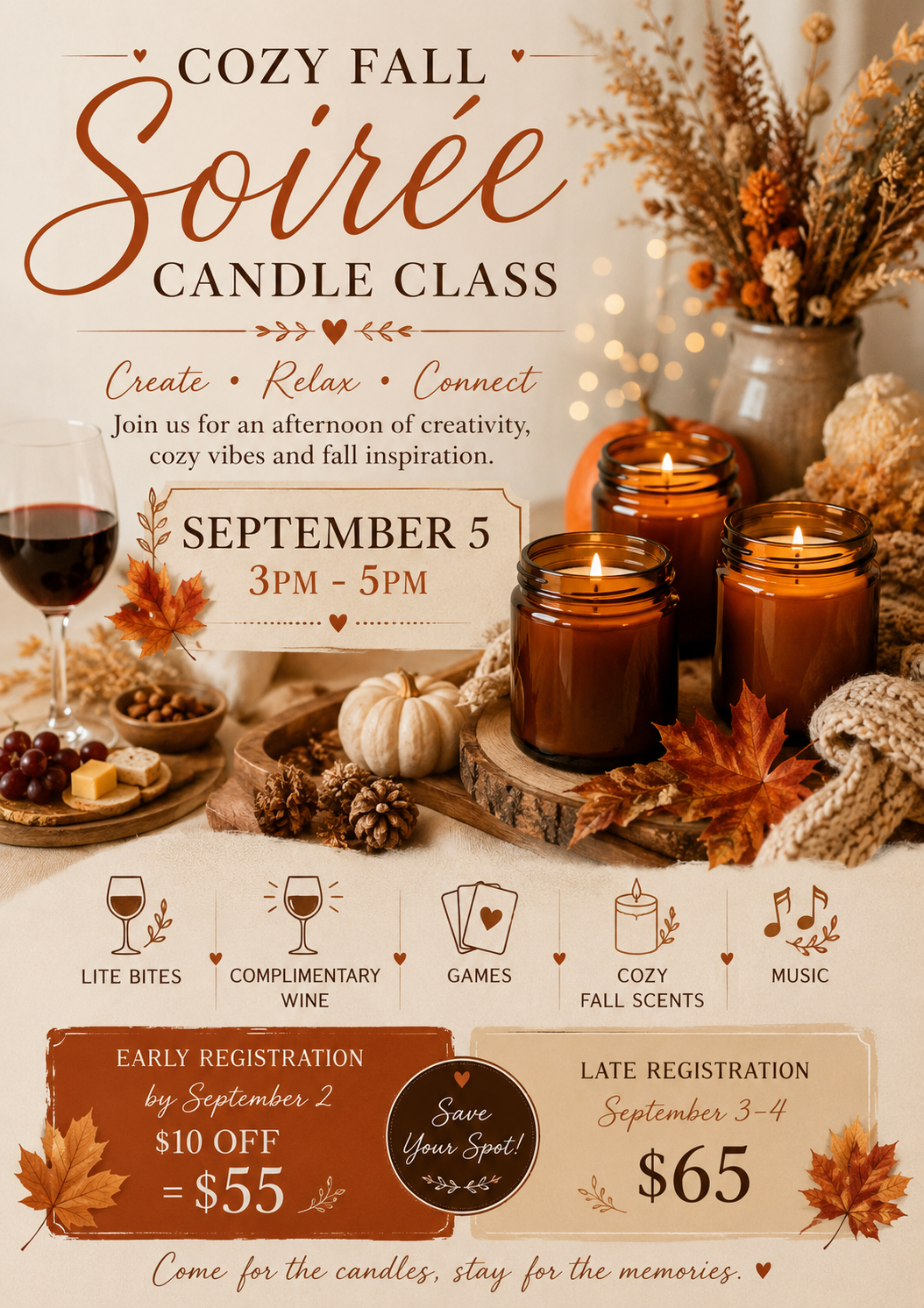 FALL FEST CANDLE SOIREE September 5, 2026. 3PM - 5PM