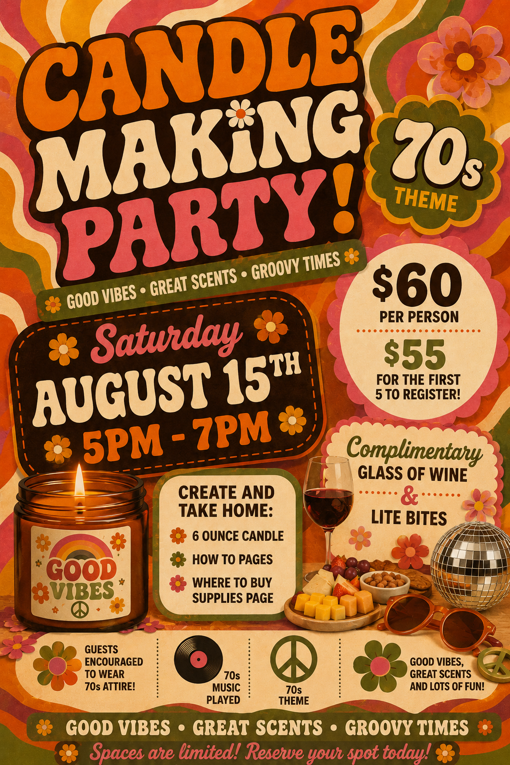 CANDLE PARTY CLASS-- DATE: SATURDAY: AUGUST 15th-- 5:00 PM - 7:00 PM